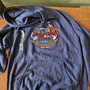 Adult Tracy's King Crab Shack Juneau Alaska Blue Hoodie Size XL
